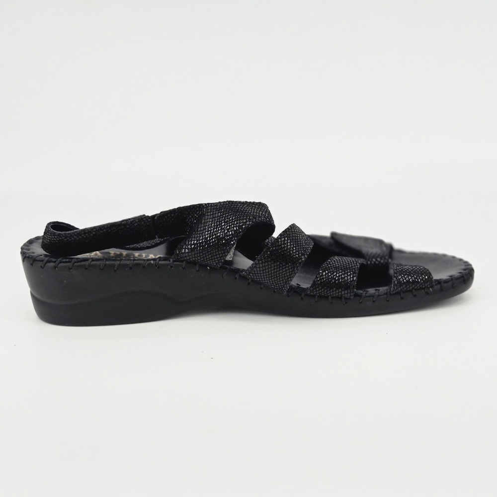 La Plume Becka Black Metallic Snakeskin Leather Orthotic Slingback Sandals 41 10 - Picture 9 of 11